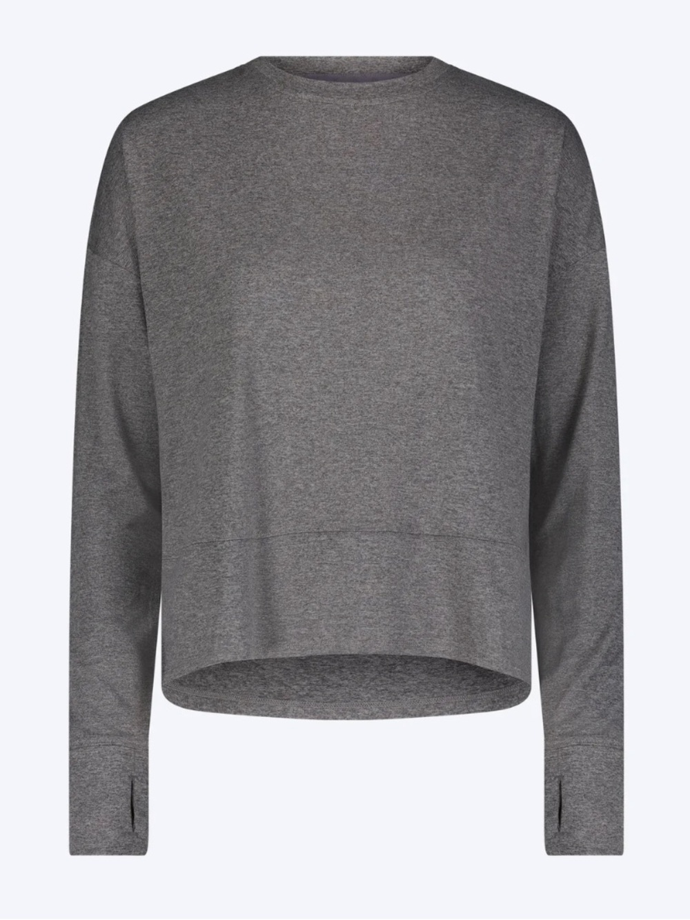 Soybu | Women's Heather Grey Namaste Split Crewneck Long-Sleeve Pullover Top L